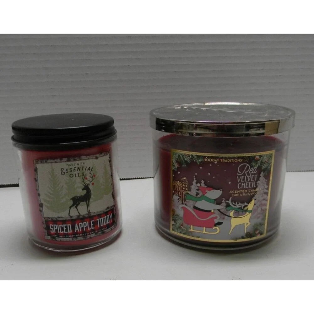Bath & Body Works Candle Red Velvet Cheer Spiced Apple Toddy UNUSED - Picture 2 of 4